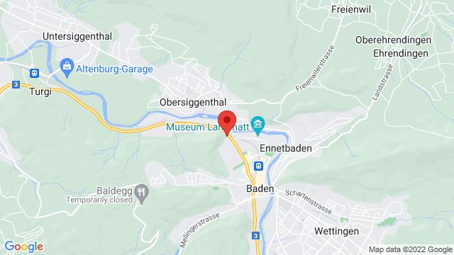 Map of the area around Nordportal Baden Schmiedestrasse 125400 Baden