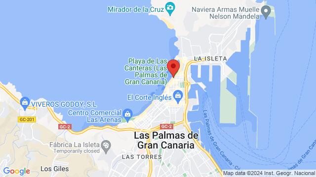 Map of the area around Las Canteras Beach, Spain