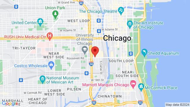 Map of the area around Latin Street Music & Dancing, 600 W Roosevelt, Chicago, IL, 60607, United States