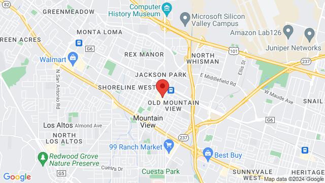 Map of the area around Albertos Night Club, 736 W Dana St, Mountain View, CA, 94041, United States