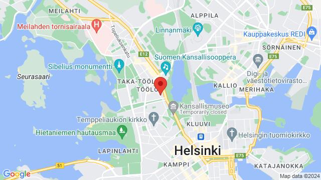 Carte des environs Töölönkatu 3, FI-00100 Helsinki, Suomi,Helsinki, Helsinki, ES, FI
