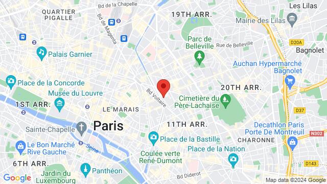 Map of the area around 44 Rue de la Folie-Méricourt, 75011 Paris, France,Paris, France, Paris, IL, FR