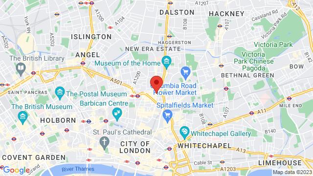 Map of the area around The lighthouse Bar & club, 62 Rivington St, London. EC2A 3AY