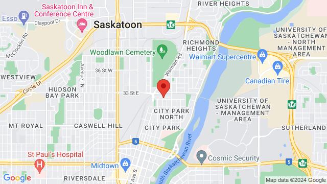 Map of the area around Midwest Karate, Duchess Street, Saskatoon, SK, Canada