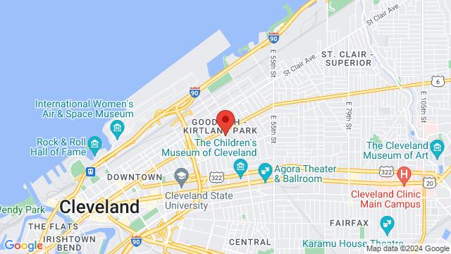 Map of the area around 1541 E 38th St, Cleveland, OH, 44114, Cleveland, OH, United States