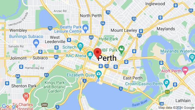 Mapa de la zona alrededor de 21B Lake St, Northbridge WA 6003, Australia,Perth, Western Australia, Perth, WA, AU