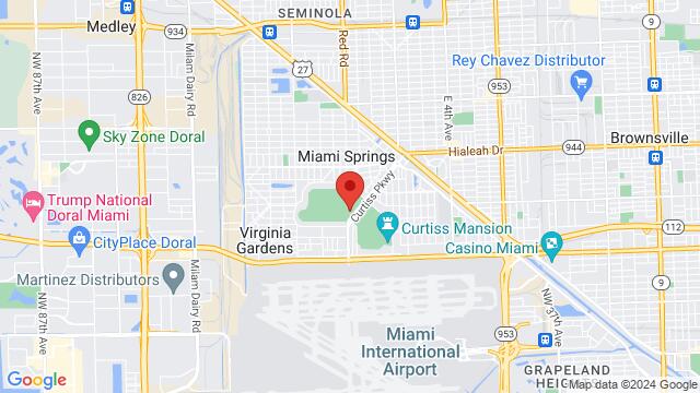 Map of the area around Miami Springs Country Club, 650 Curtiss Parkway, Miami, FL, United States