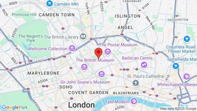 Map of the area around Coram’s Fields, 93 Guildord Street, London, United Kingdom