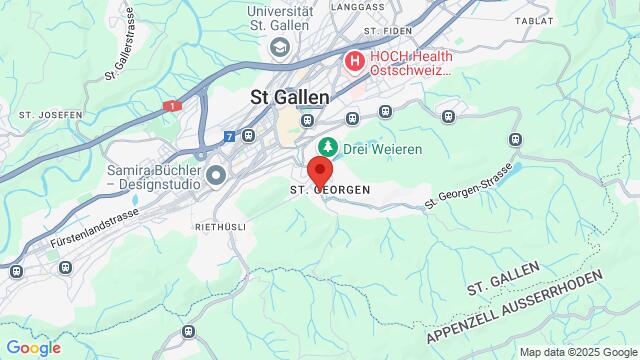 Map of the area around Adler-Saal, St. Georgen-Strasse 84, St. Gallen