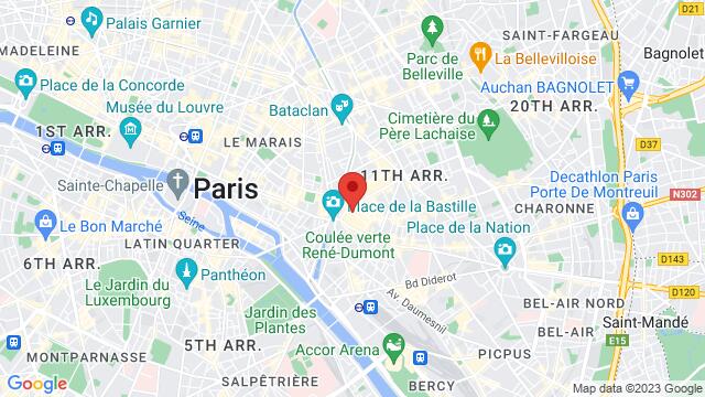 Map of the area around 9 Rue de Lappe 75011 Paris