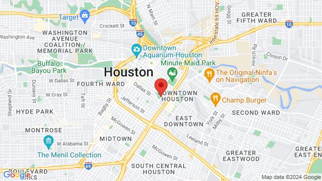 Map of the area around 1500 McKinney Street, Houston, TX, US