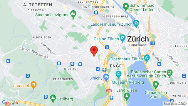 Map of the area around reformiertes Kirchgemeindehaus Wiedikon, Bühlstrasse 9/11, 8055 Zürich, Schweiz