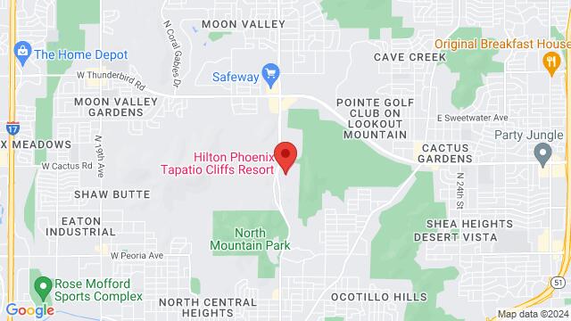 Map of the area around Hilton Phoenix Tapatio Cliffs Resort, North 7th Street, Phoenix, Arizona, USA