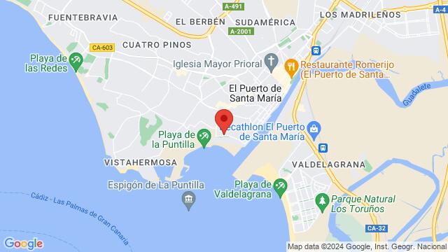 Map of the area around Camping playa las dunas de San anton, 11500 El Puerto de Santa María (Cádiz)