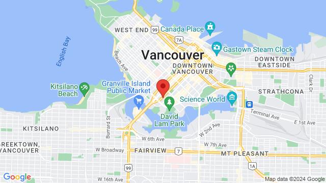Map of the area around Baza Dance Studios, 1304 Seymour Street, Vancouver, V6B 3P3, Canada