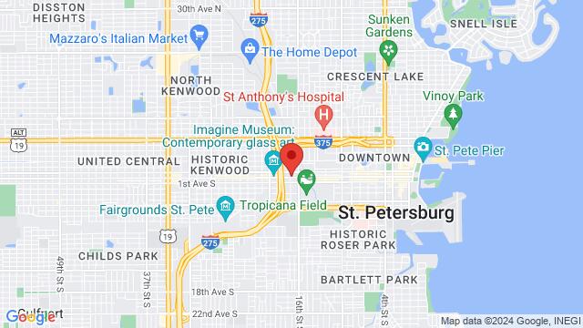 Map of the area around Mammamia Gelato St Pete, 1691 Central Ave., Saint Petersburg, FL, 33712, United States