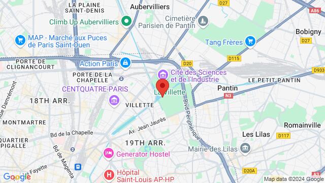 Map of the area around La Villette, 211 Av. Jean Jaurès, 75019 Paris, France