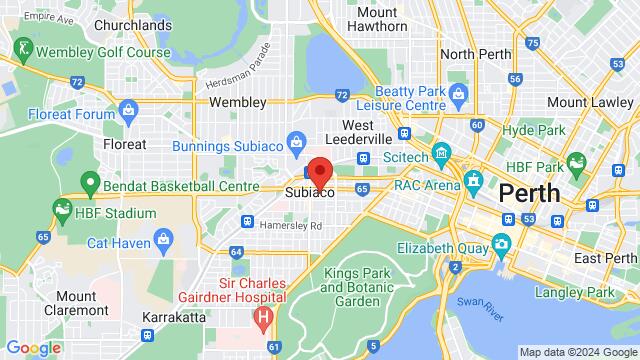 Karte der Umgebung von 296 Churchill Ave, Subiaco WA 6008, Australia,Perth, Western Australia, Perth, WA, AU