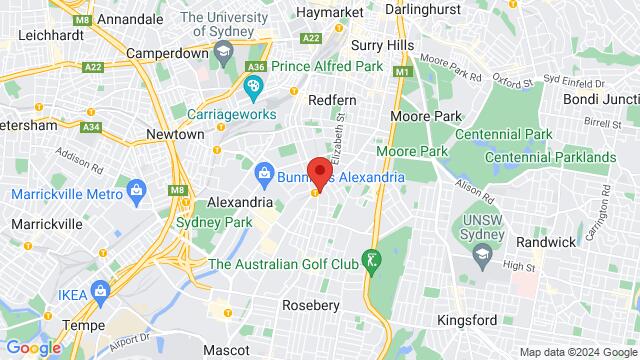 Carte des environs Bar Noun, 355 Botany Road, Zetland, 2017, Australia