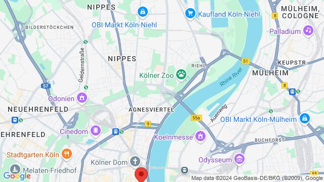 Mapa de la zona alrededor de Cologne, Germany, Cologne, NW, DE