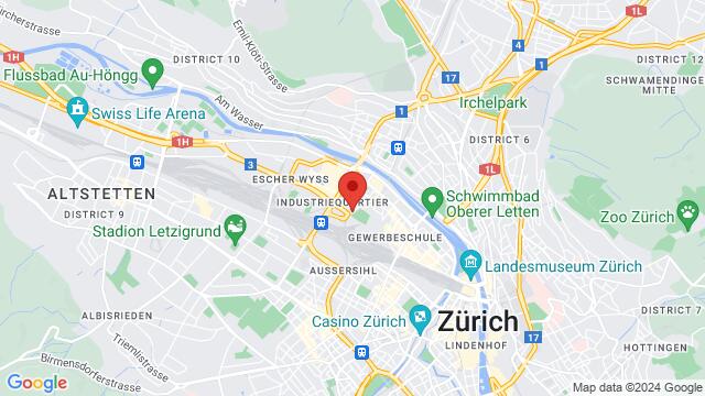 Carte des environs Viaduktstrasse 67, 8005 Zürich, Suiza