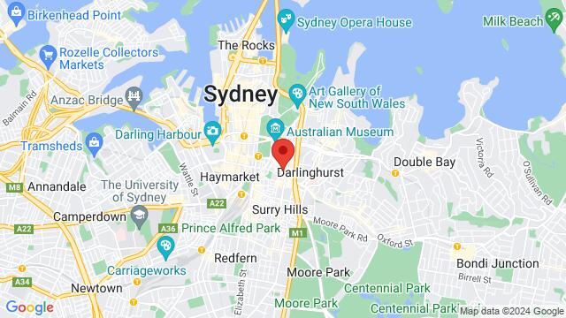 Map of the area around Universal – Sydney, 85-91 Oxford St, Darlinghurst, NSW, 2010, Australia