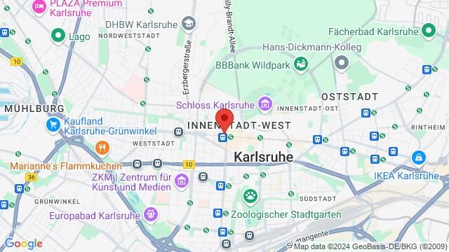 Map of the area around Kaiserstraße 150, Karlsruhe, Baden-Württemberg