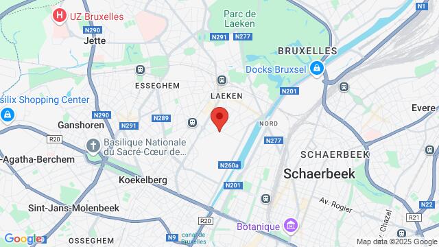 Map of the area around Be-Here - Brussel