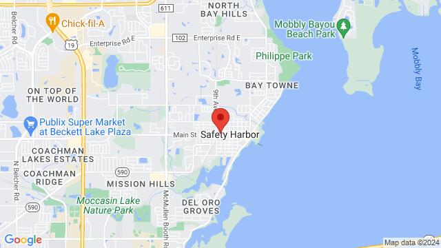 Map of the area around The Pub at Safety Harbor, 103 8th Ave N, Safety Harbor, FL, 34695, United States