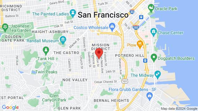 Map of the area around 544 Capp Street, 94110, San Francisco, CA, US