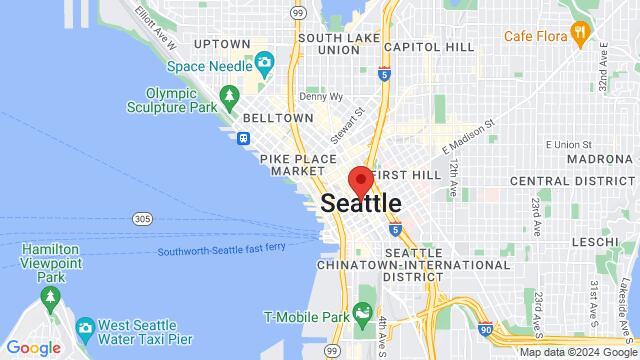 Map of the area around Seattle, WA, USA