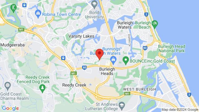 Map of the area around 20 Mattocks Road, Varsity Lakes, QLD, Australia