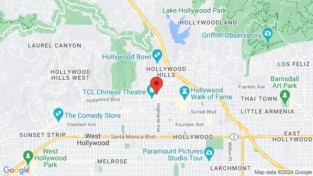 Map of the area around 1755 Highland Avenue, 90028, Los Angeles, CA, US