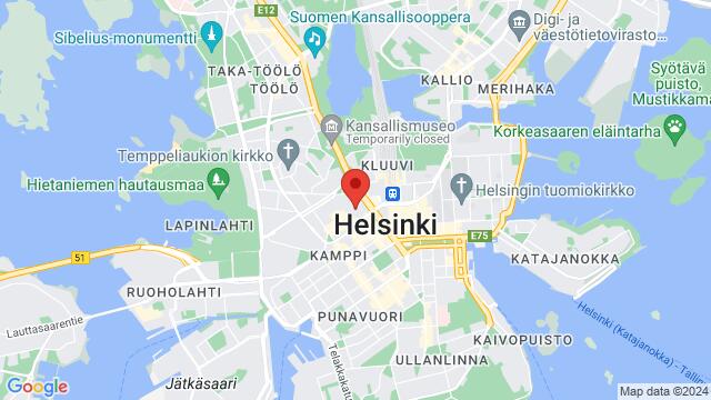 Kaart van de omgeving van Lasipalatsinaukio 2, FI-00100 Helsinki, Suomi,Helsinki, Helsinki, ES, FI