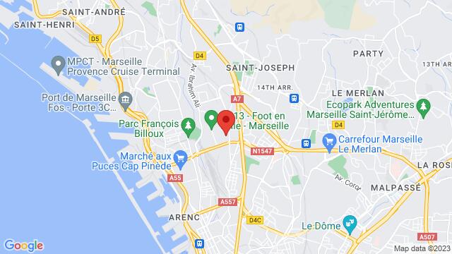 Map of the area around 9 boulevard gay lussac 13014 marseille