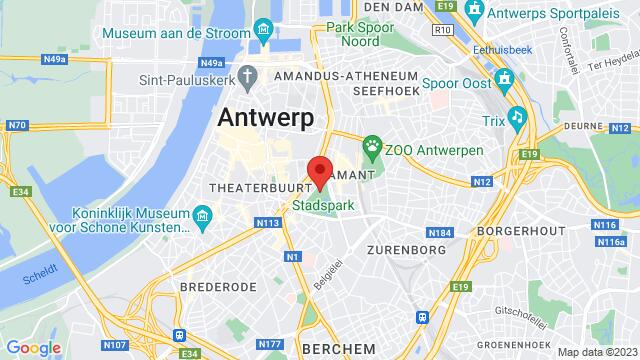 Carte des environs Grand café Capital Rubenslei 37 2018 Antwerpen
