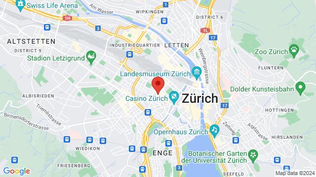 Karte der Umgebung von Volkshaus, Stauffacherstrasse 60, 8004 Zürich, Switzerland