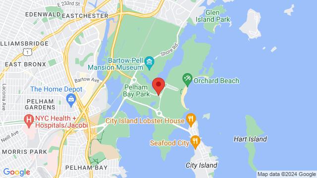 Map of the area around Orchard Beach, 1 Orchard Beach, Bronx, NY, 10464, United States