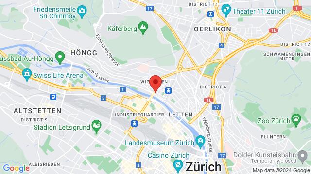 Map of the area around Hönggerstrasse 40, 8037 Zurich, Switzerland