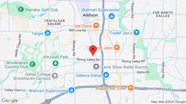 Map of the area around Kumbala Dance Studio, 4801 Spring Valley Road #Suite 118, Farmers Branch, TX 75244, Farmers Branch, TX, 75244, US