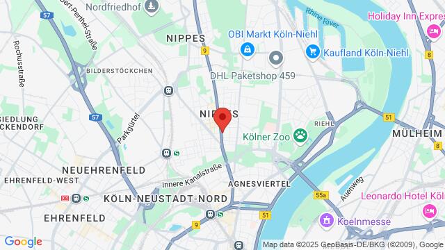 Map of the area around Neusser Straße 216, 50733 Köln, Deutschland,Cologne, Germany, Cologne, NW, DE