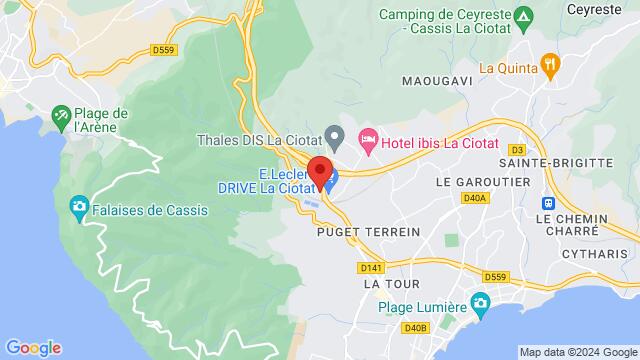 Map of the area around L'OISEAU RIEUR  Athélia 1 - 50 voie Ariane - ZAC des Mattes, 13600 La Ciotat