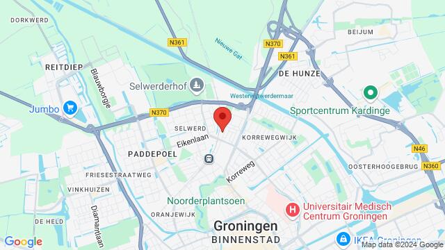 Map of the area around Van Oldenbarneveltlaan 6, 9716 EJ Groningen, Nederland,Groningen, Groningen, GR, NL