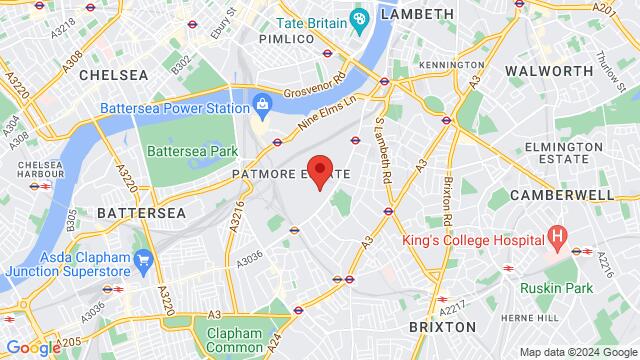 Map of the area around 2 Thessaly Road, London, EN, GB