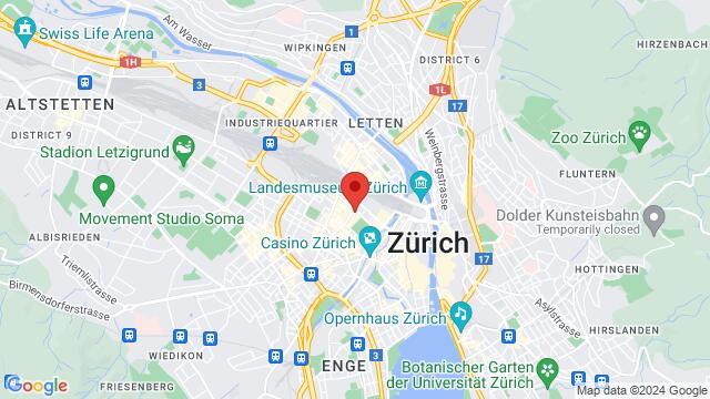 Karte der Umgebung von Restaurant Zeughaushof, Kanonengasse 20, 8004 Zürich, Schweiz