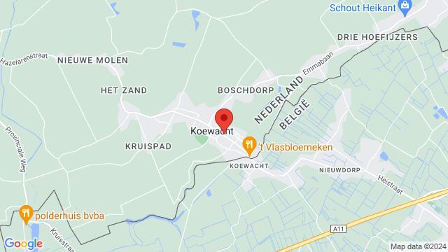 Karte der Umgebung von De Vlasschaard Nieuwstraat 98 4576 AM   Koewacht