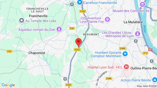 Map of the area around 38 Rte de Brignais, 69230 Saint-Genis-Laval, France