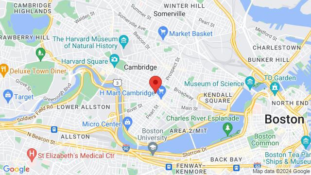 Map of the area around Rumba Y Timbal Dance Studio, 7 Temple St, Cambridge, MA, 02139, United States