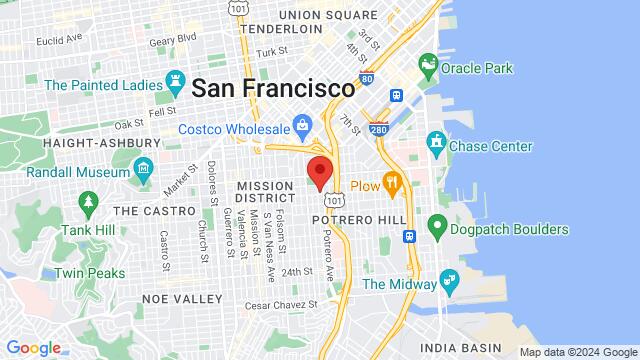 Map of the area around Verdi Club, 2424 Mariposa Street, San Francisco, CA 94110, San Francisco, CA, 94110, US