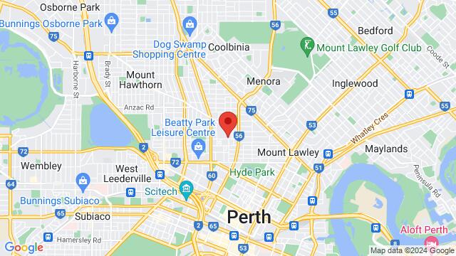 Map of the area around North Perth Town Hall, 26 View St, North Perth WA 6006, Australia